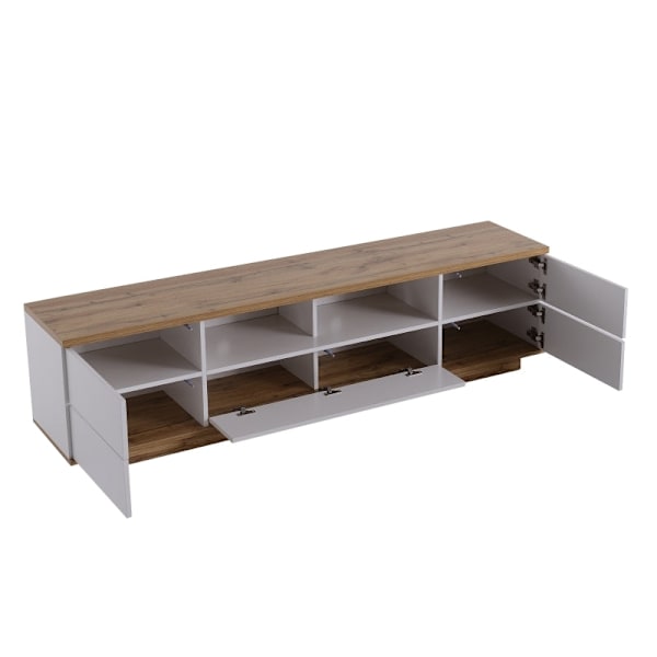 Rootz Modern TV-kaappi - Kiiltävä pinta - Puusyinen muotoilu - Kestävä MDF - 180L x 38W x 46K cm