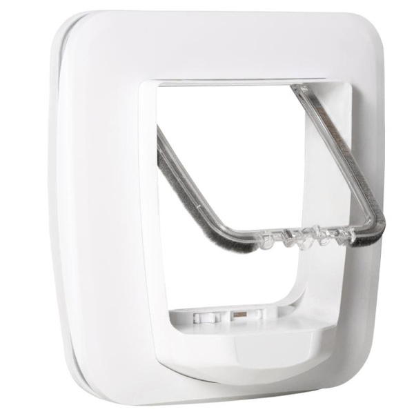 Rootz kæledyrsdør - Kattelem - Hundelem - 4 låsemuligheder med magnet - kæledyrsklap til indendørs - Dørklap til kæledyr - Hvid - 30 x 29 x 10 cm