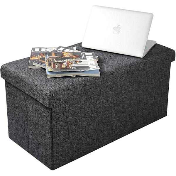 Rootz hopfällbar förvaringsboxbänk - Tyg Ottoman - Stor kapacitet - Bekväm sits - 76 cm x 38 cm x 37,5 cm