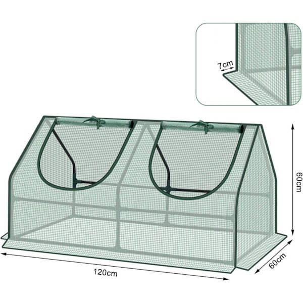 Rootz Foil Greenhouse - Pieni kasvihuone - Mini Garden House - Teräsrunko - Optimaalinen ilmastoinnin säätö - 120cm x 60cm x 60cm