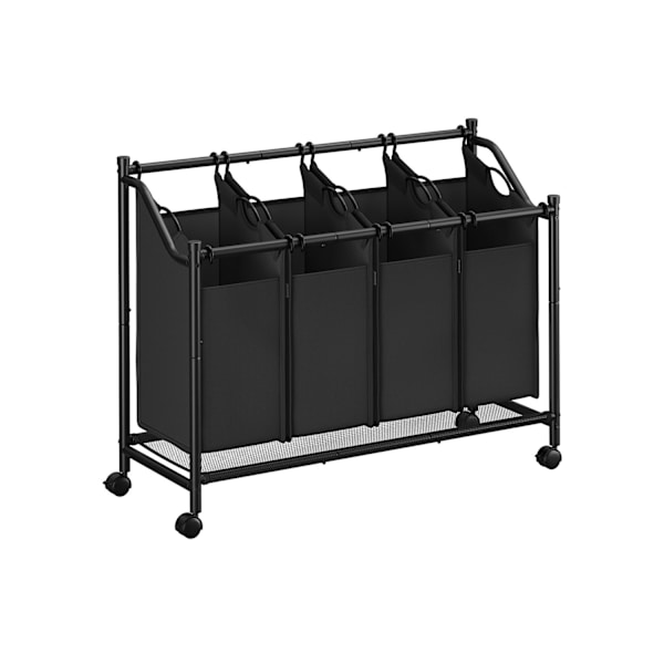 Rootz 4-pose vasketøjssortering - Tøjorganisering - Aftagelige tasker - Kraftig konstruktion - 105 cm x 38,5 cm x 81 cm