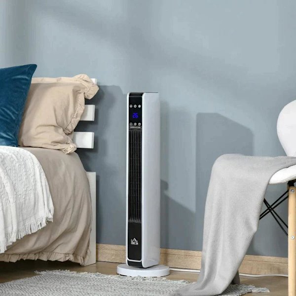 Rootz Heater - Lämmittimen tuuletin - 2000W Sähkölämmitin - Keraaminen Lämmitystorni kaukosäätimellä - Oscillation Heater - ABS PA - Valkoinen + Musta