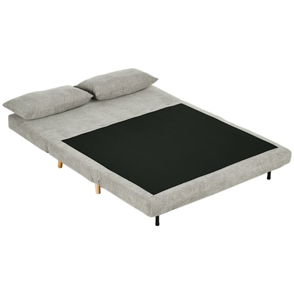 Rootz Bäddsoffa - Dagbädd - Bäddbar soffa - Tyg i linnelook - Ben av bokträ - Grå - 141cm x 90cm x 81cm