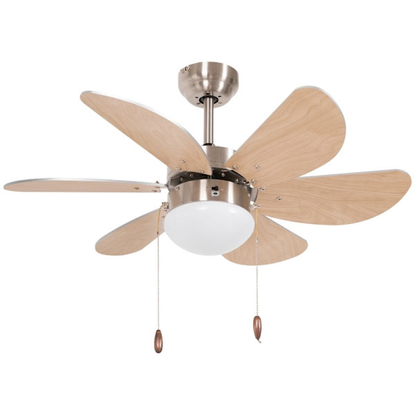 Rootz takfläkt med ljus - Kedjedragbrytare - 3 hastigheter - Energieffektiv belysning - Mångsidigt luftflöde - Tyst drift - 76 cm x 76 cm x 41,5 cm -