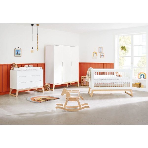 Rootz 3 -stykke børnehave møbler sæt - barneseng seng - skiftende enhed - konvertibelt design - barneseng: 150x76x94cm, enhed: 120x77x101 cm, garderob