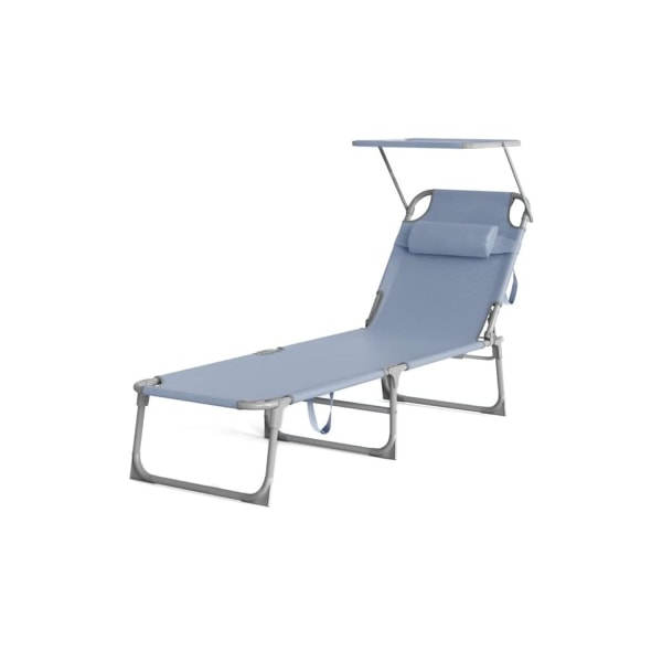 Rootz Folding Sun Lounger - Blå liggestol - Stålramme - Syntetisk fiberstof - Bærbar strandstol - Letvægts - Kompakt fold - 71 cm x 200 cm x 38 cm
