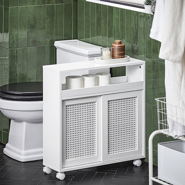 Rootz Opbevaringsskab til badeværelse - Smalt skab - Slank pladsbesparende - Justerbar hylde - 20x70x65cm - MDF - Opbevaring af toiletpapir