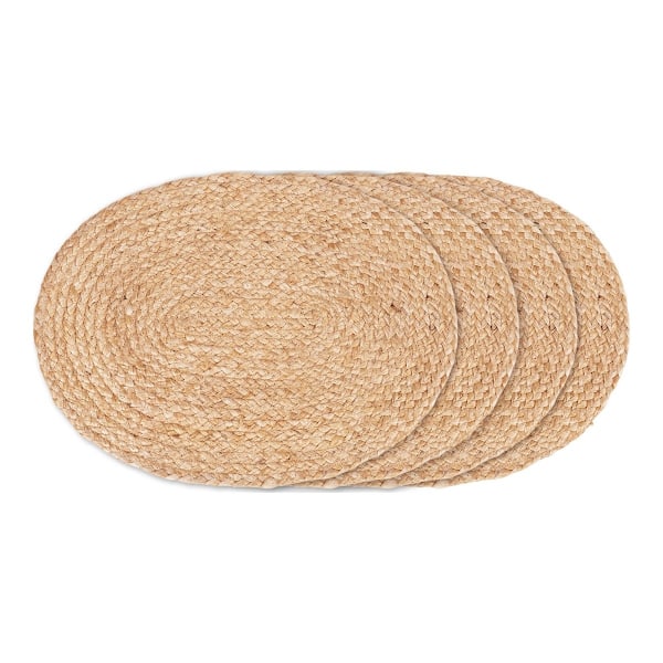Rootz 4 -bit set Bombay Placemat - jute bordsmattor - rustika bordslinnor - Hållbart och lätt att rengöra - 35 cm x 45 cm