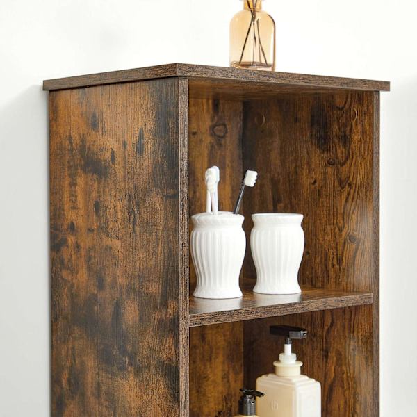 Rootz Vintage Brown Chipboard Högskåp - Förvaringsenhet - Skåp - Tippskydd - 40cm x 30cm x 167cm - Organisera ditt utrymme - Robust konstruktion - Enk