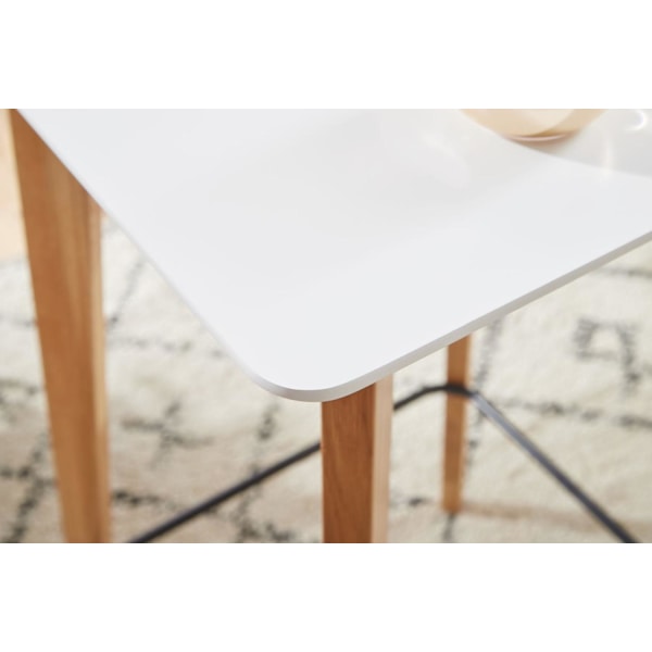 Rootz bord 60x110x60 cm hvid firkant - Barbord til 4 personer - Moderne bord til bar - Design festbord træ - Skandinavisk eg højbord