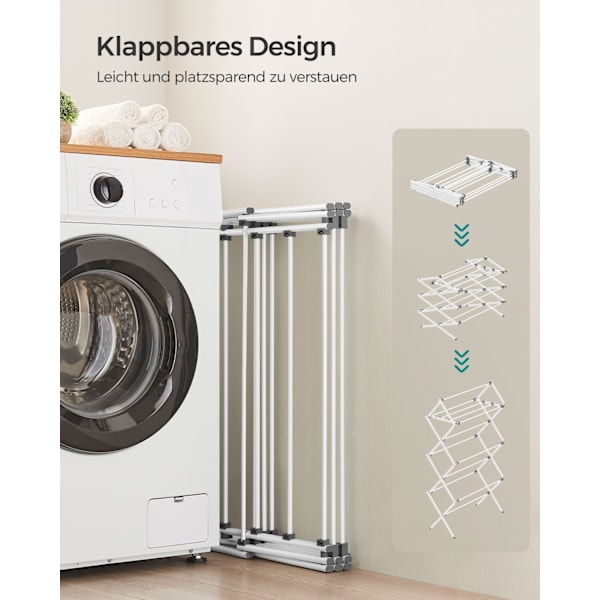 Rootz White Steel PP tvättställ - Diskavlopp - Torkställ - Lätt - Kompakt design - Enkel montering - 37cm x 75cm x 135,1cm