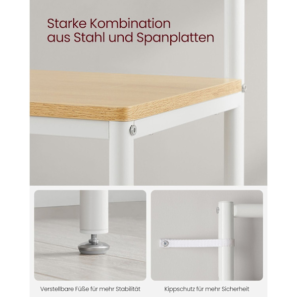 Rootz Eg Hvid garderobe - Skab Organizer - Opbevaringsskab - Spånplade og stål - 35cm x 98cm x 180cm - Heavy-Duty - Nem montering - Rummelig opbevarin