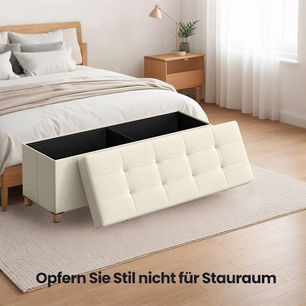 Rootz foldbar förvaringsbänk - sätepall - Ottoman med förvaring - 112L kapacitet - 38 x 110 x 40 cm - Klädda MDF och linne