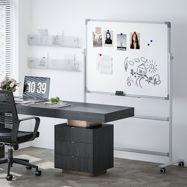 Rootz Mobile Magnet Whiteboard - Rotertable Teaching Board - Writing Display - 360 ° Flexibilitet - 120 x 90 cm
