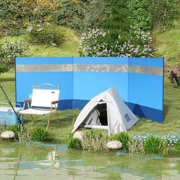 Rootz Mobile Foldble Camping Windbreak - Tietosuoja -näyttö - Tuulensuojaus - Helppo asennus - 440 cm x 140cm - Sisältää kantolaukut ja teräspylväät