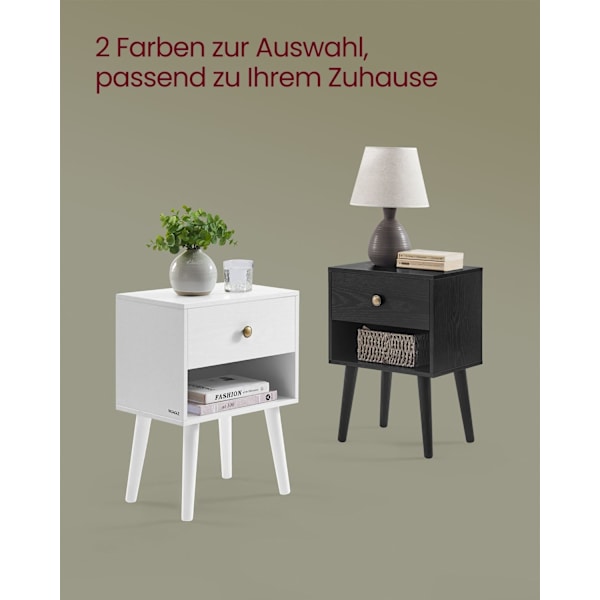 Rootz Ebony Black Sengebord - Natbord - Opbevaringsskab - Spånplade, MDF, massivt træ - 28 cm x 39 cm x 55 cm - 5,4 kg - Nem montering