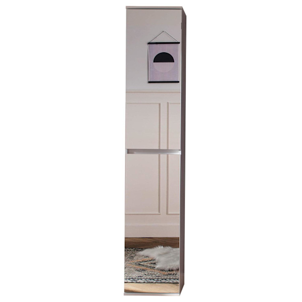 Rootz Mirror Wardrobe - Storage Closet - Reflective Cabinet - Mirror Cabinet - Shelving Unit - Storage Unit - Organizer - White Melamine - 37 x 191 x