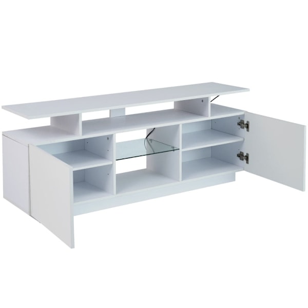 Rootz Modern White TV-skab - Mediekonsol - Underholdningsenhed - 16-farvet LED-belysning - 140 cm x 35 cm x 61 cm