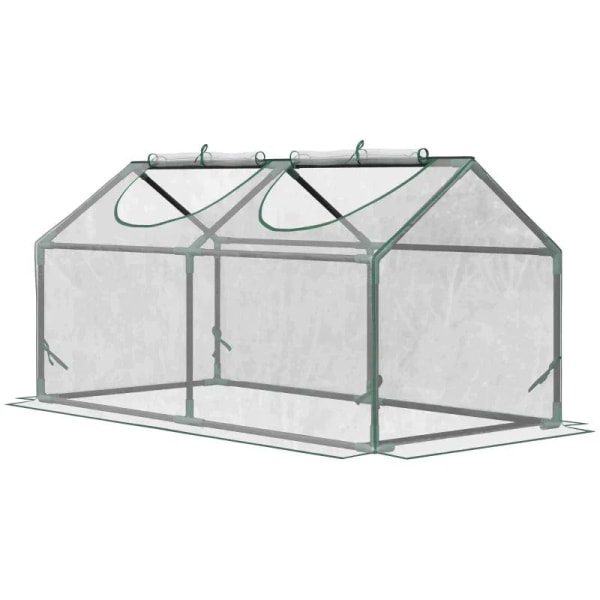 Rootz Drivhus - Folie Drivhus Med Vindue - PVC Drivhus - Tomat Hus - Kold Ramme - Gennemsigtig - 120 x 60 x 60 cm