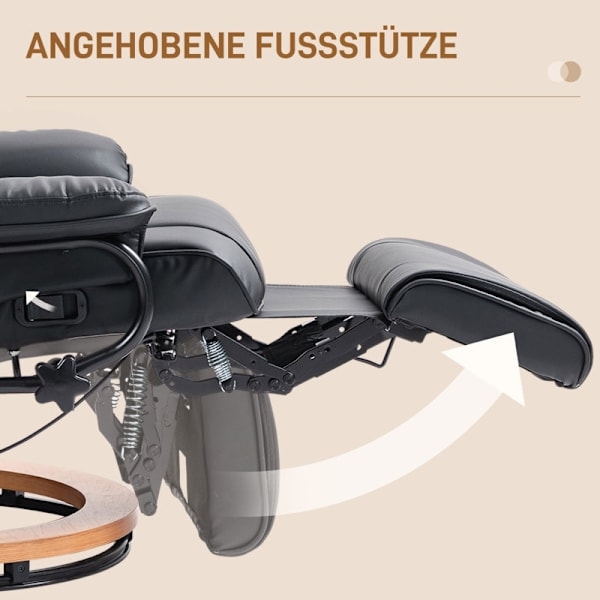 Rootz Fåtölj - TV-fåtölj - Fåtölj - Kompakt storlek - 135° recline - 360° roterande bas - konstläder - 78cm x 88cm x 103cm