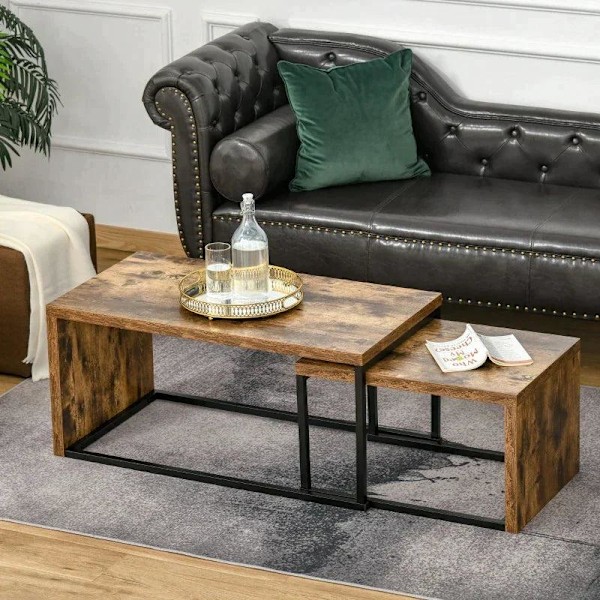 Rootz Soffbord - Byggbord - Sidobord - Svart/Brun - 90x48x42 cm/59x42x36 cm