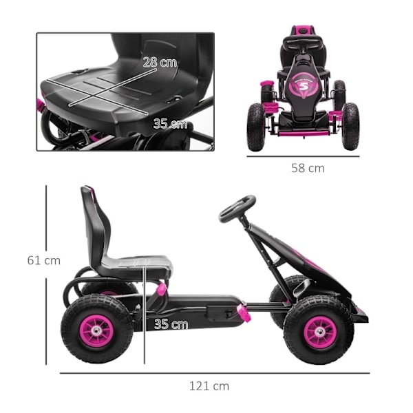 Rootz Kids Go-Kart - Pedalbil - Ride-On for børn - Styrker koordinationen - 121 cm x 58 cm x 61 cm