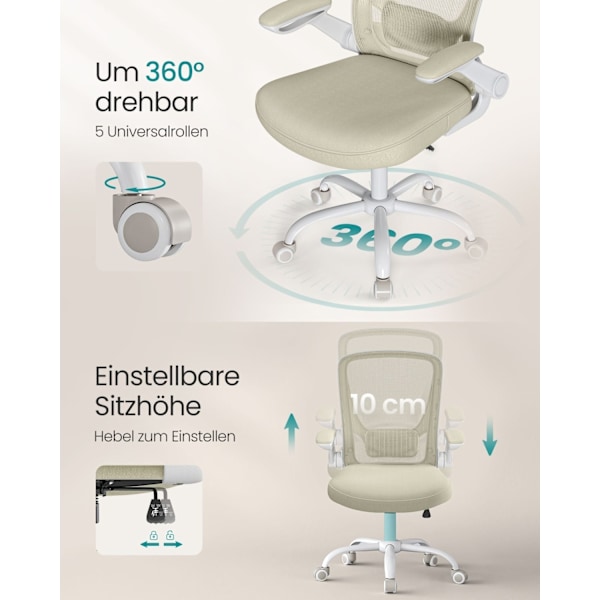 Rootz Deluxe Ergonomisk Kontorstol - Skrivebordsstol - Justerbar Stol - Komfortabelt design - 66cm x 60cm x 107cm