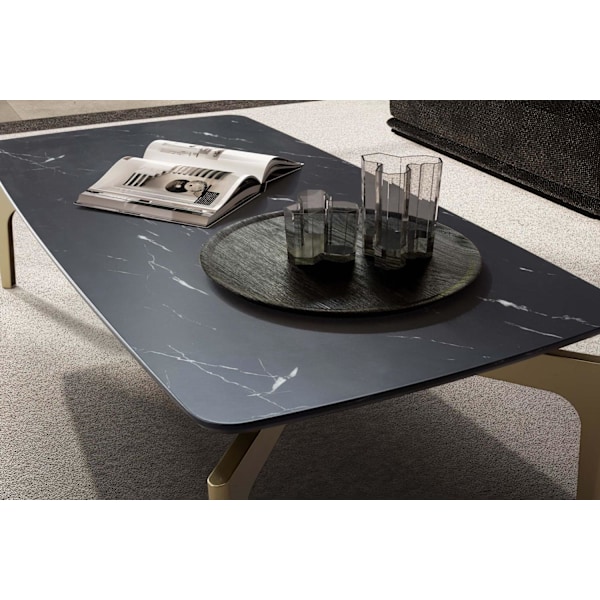 Rootz Modern Design Soffbord - Rektangulärt bord - Marmorlook - Svart & Guld - Stort förvaringsutrymme - 120 cm x 60 cm x 30,5 cm