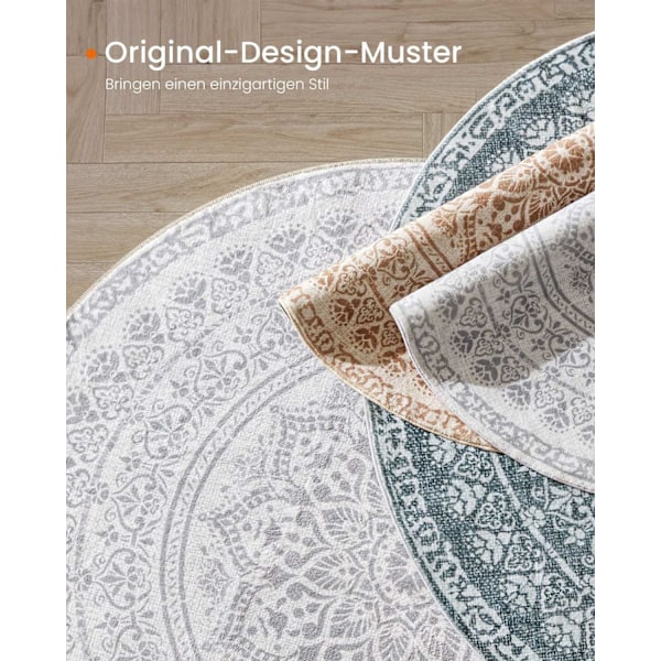 Rootz Dove Grey Boho Style Rundt tæppe - Cirkulært tæppe - Områdetæppe - Polyester/filt/TPR - 160 cm Diameter - Letvægts 2,8 kg