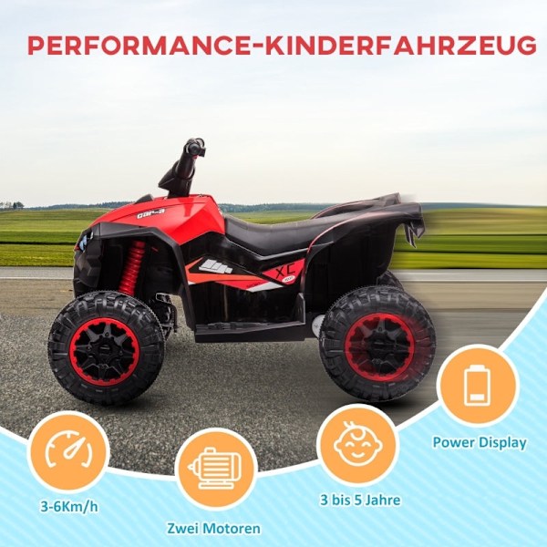 Rootz Electric Children's Quad - ATV för barn - Åkande bil - LED-strålkastare - Ergonomisk säte - USB MP3-spelare - Ålder 3-8 - 83 cm x 53 cm x 55,5 c