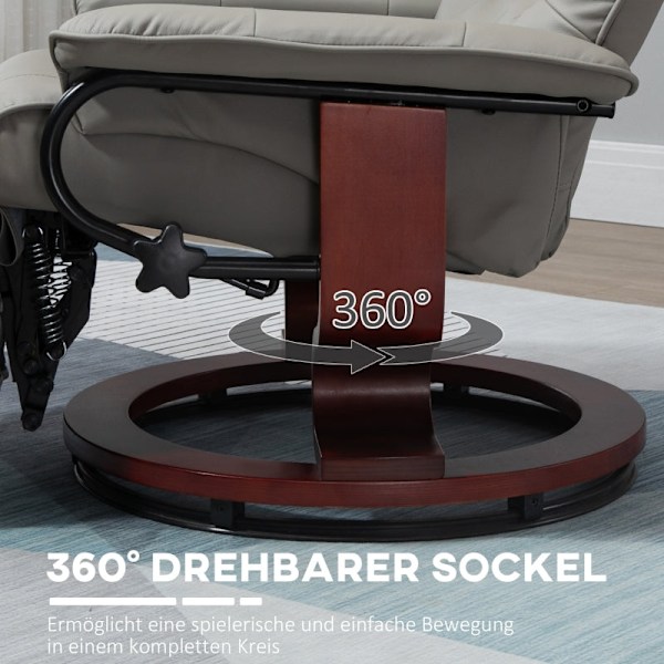 Rootz Swivel Recliner Stol - TV-stol - Manuellt fotstöd - konstläder - 78cm x 87cm x 100cm