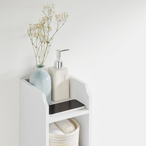 Rootz White Badeværelsesskab - Opbevaringsorganisator - MDF-møbler - Kompakt design - Anti-Tip-enhed - Nem montering - 18cm x 20cm x 80cm