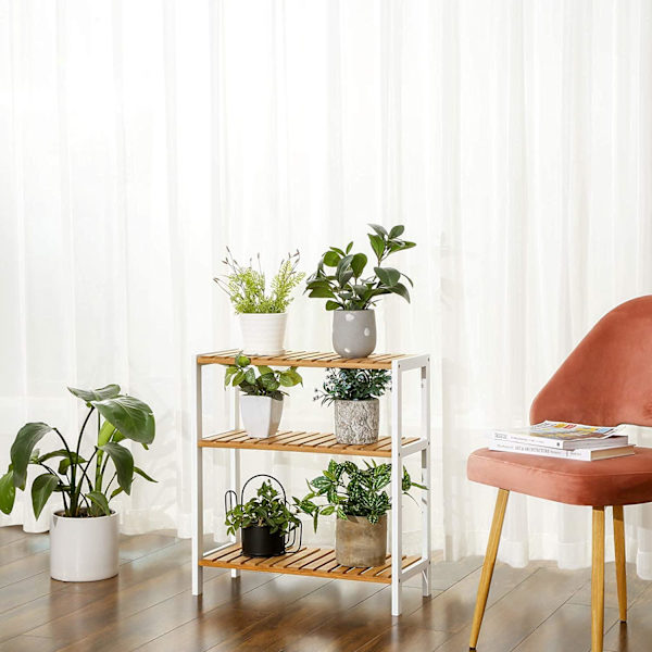 Rootz Skoställ - Skohylla - Bambu - Rack - 3 nivåer - Vit - Beige - 60 x 26 x 66 cm