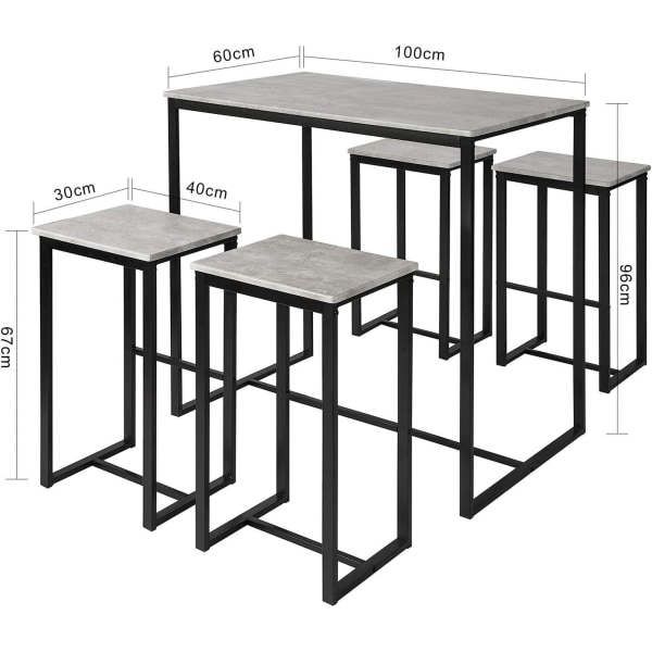 Rootz Bar Sæt - 1 barbord og 4 stole - Hjemmekøkken Morgenmad Ba