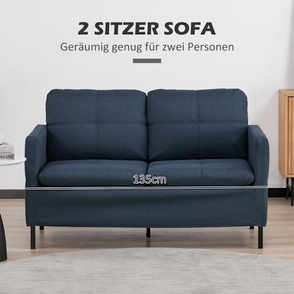 Rootz 2-sits soffa - Loveseat - Klädd soffa - Elegant design - 135L x 67W x 80H cm - Krämfärgad - Tyg i linne-look