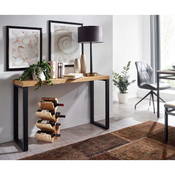 Rootz konsolbord eg indretning - sort 120x39x75,5 cm design skænk gang - Opbevaringsbord smalt - Hall bord med metalben - Entre bord Langt Højt