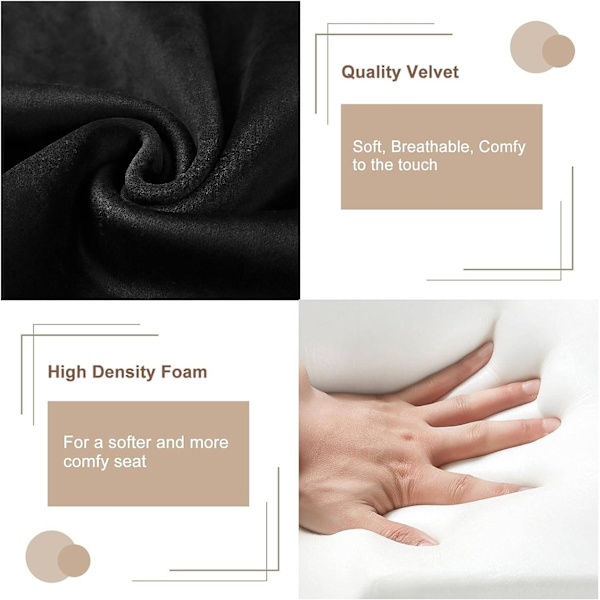 Rootz Velvet Dining Chair Set med 4 - Eleganta stolar - Bekväma sittplatser - Högdensitetsskum - Robust metallram - Ergonomisk design - 57cm x 80cm x