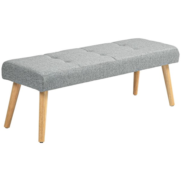 Rootz Sengebænk - Polstret bænk - Vinduessæde - Tyk polstring - Imiteret linned - Gummi træben - 120cm x 41cm x 43cm