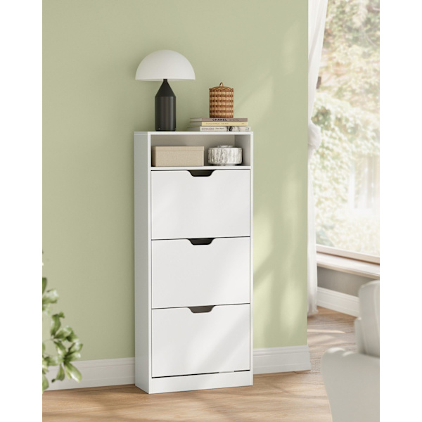 Rootz Skoskåp - Vit spånskiva Förvaringsorganisator - Stort skoställ - Robust konstruktion - Enkel montering - 24cm x 60cm x 139cm