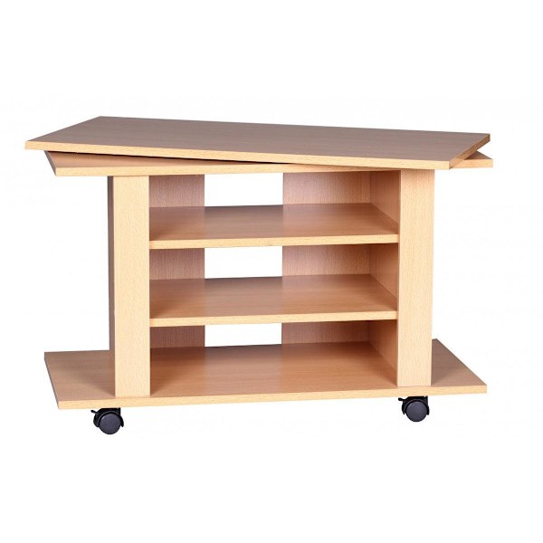 Rootz TV HiFi Bench Beech TV-taso, käännettävä ja rullattava 75 x 38 x 51 cm