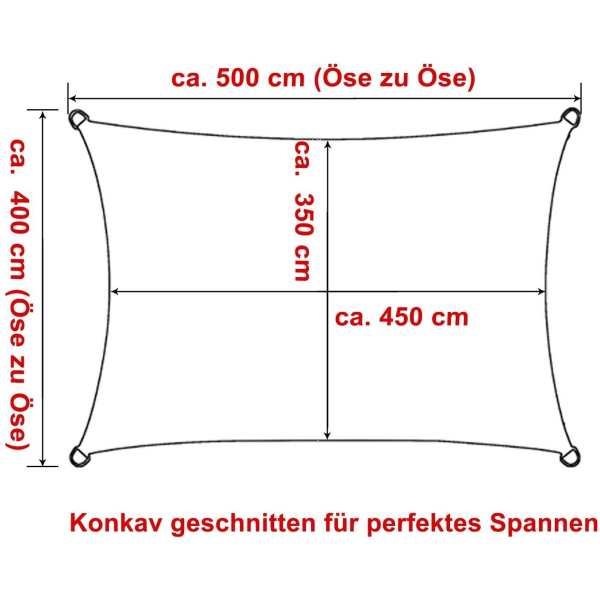 Rootz Premium HDPE solsejl - udendørs skygge - UV-beskyttende baldakin - Holdbar, rivefast, nem installation - 4m x 5m