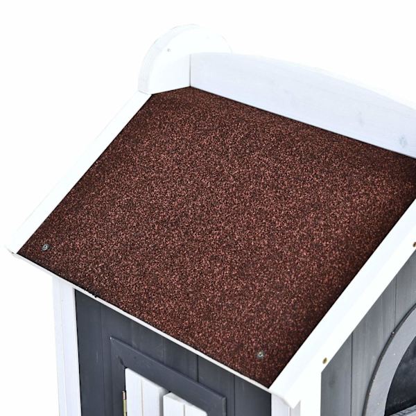 Rootz Cat House - Grå, Vit - Ved, Asfalt - 23,22 cm x 21,65 cm x 42,91 cm