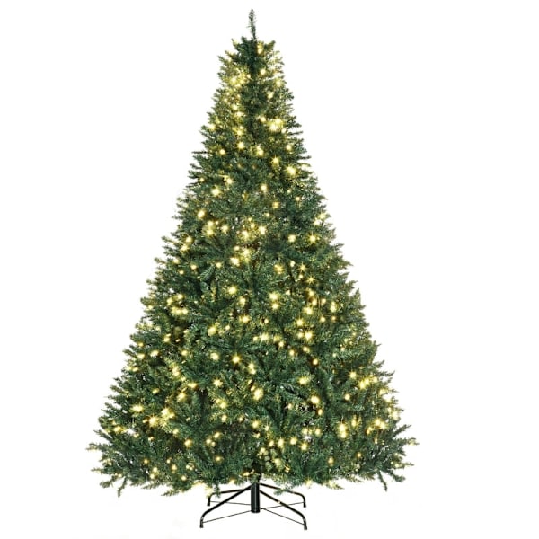 Rootz 7 fod kunstigt juletræ med lys - LED-belyst træ - Festlig atmosfære - 142 cm x 210 cm - 2154 grene - Grøn