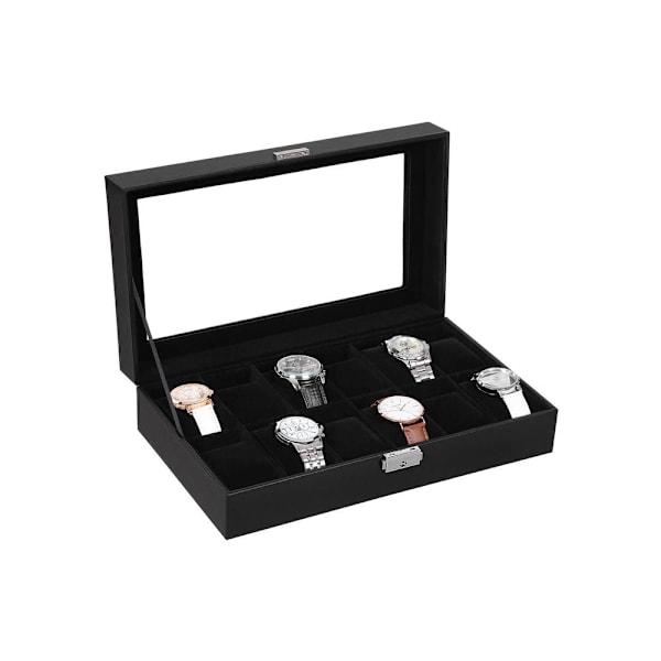Rootz Watch Box - Tyylikäs kellolaatikko 12 kellolle - Kellon säilytysrasia - Ylellinen kellokotelo - Matkakellokotelo - Monipaikkainen kellolaatikko