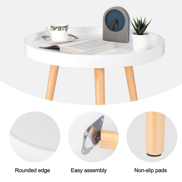 Rootz sidebord - kaffestativ - sengebord - dagligstue accent - lounge stativ - endebord - hvid - 50 x 44 cm (ø x H)