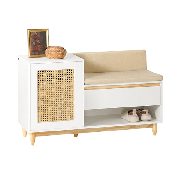 Rootz skoskab med bænk - Entryway Organizer - Opbevaringsenhed - MDF og fyrretræ konstruktion - Justerbar hylde - Formbeskyttelse - Komfortable siddep