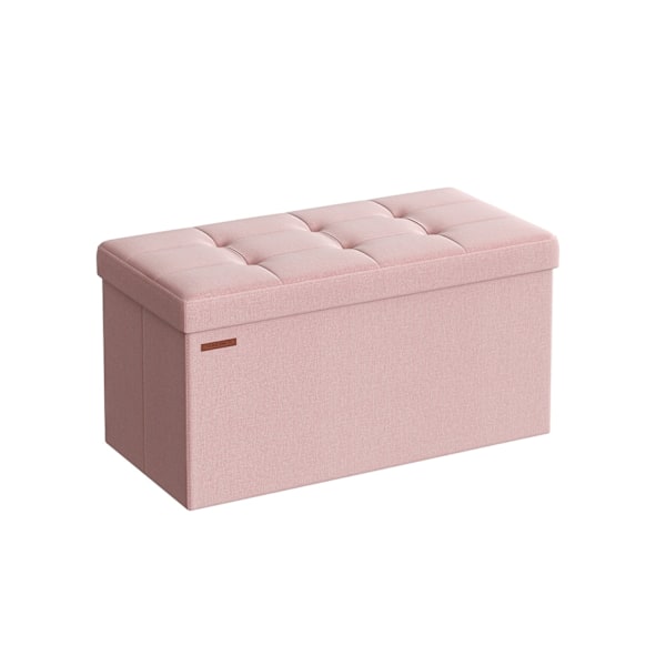 Rootz förvaringspall - Osmansk bänk - Toy Box Organizer - MDF & linne - 38cm x 76cm x 38cm - Pastellrosa