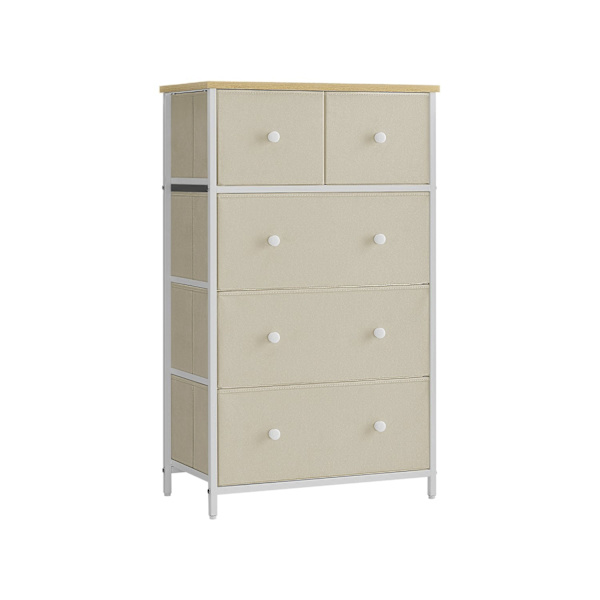 Rootz-säilytyskaappi - Lastulevyä Teräskangasta Laatikon etuosa - Camel Yellow Kermanvalkoinen - Iso 30 x 56 x 93 cm - Kevyt - Tilava - Helppo koota