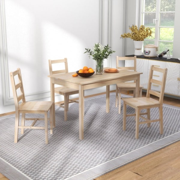 Rootz 5-delad matbordsset - Matsalsmöbler - Matsalsset i furu - Utrymmesbesparande design - Högkvalitativa material - Golvskydd - Bord: 118L x 73W x 7