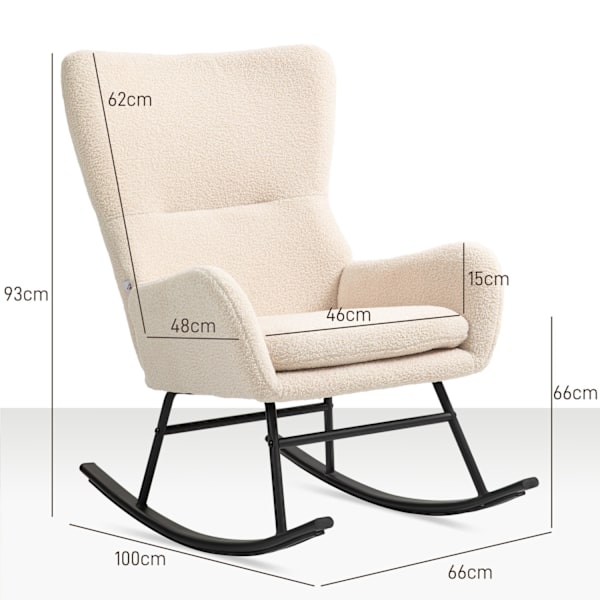 ROOTZ ROCKING CHAST - REGLINER - LOUNGE PHAST - 10 cm plys komfort - 66 cm x 100 cm x 93 cm - hvid/sort til ubesværet afslapning